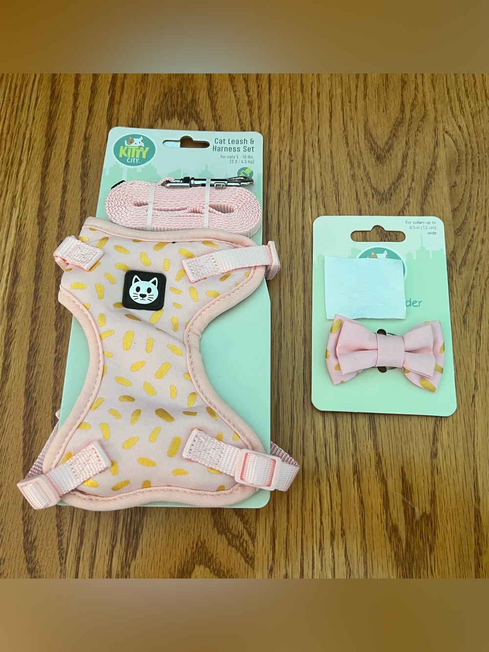 Kitty City Cat Pink with Gold Flecks Leash, Harness & Collar Slider Set